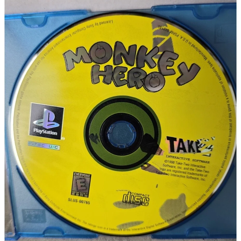 Monkey Hero Sony PlayStation PS1 1998 Take-Two‎ SLUS-00765 Authentic Disc Only